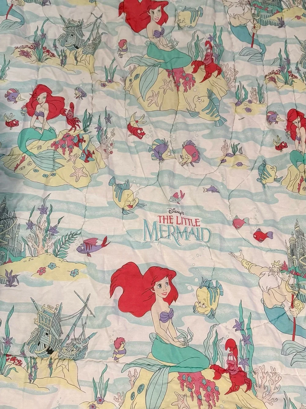 Vintage 90s Disney The Little Mermaid Twin Bedding Set COMPLETE Ariel